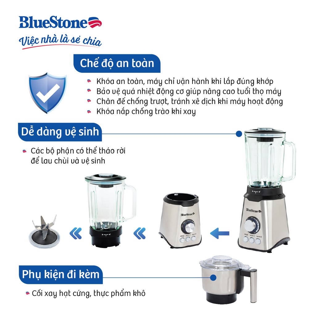 [Mã ELBLUEWL5 giảm 10% đơn 500K] Máy xay sinh tố BlueStone BLB-5339 - Hàng Chính Hãng