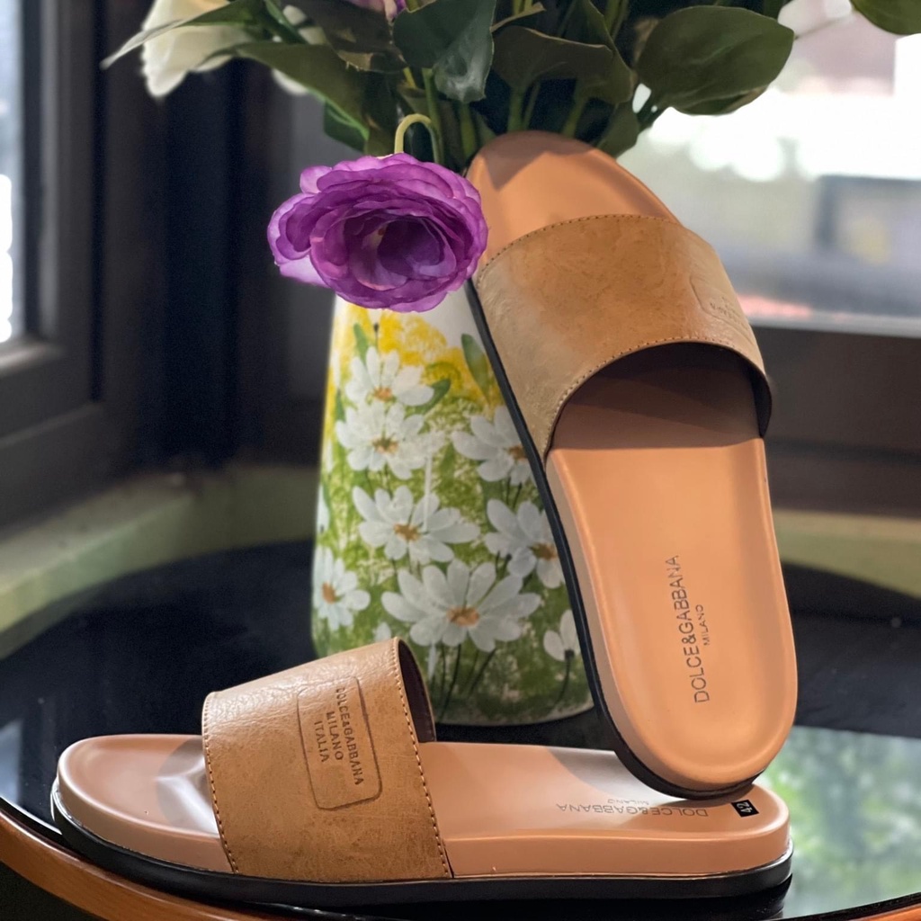 Dép da nam quai ngang da bò cao cấp dép da thời trang Size 38 - 43