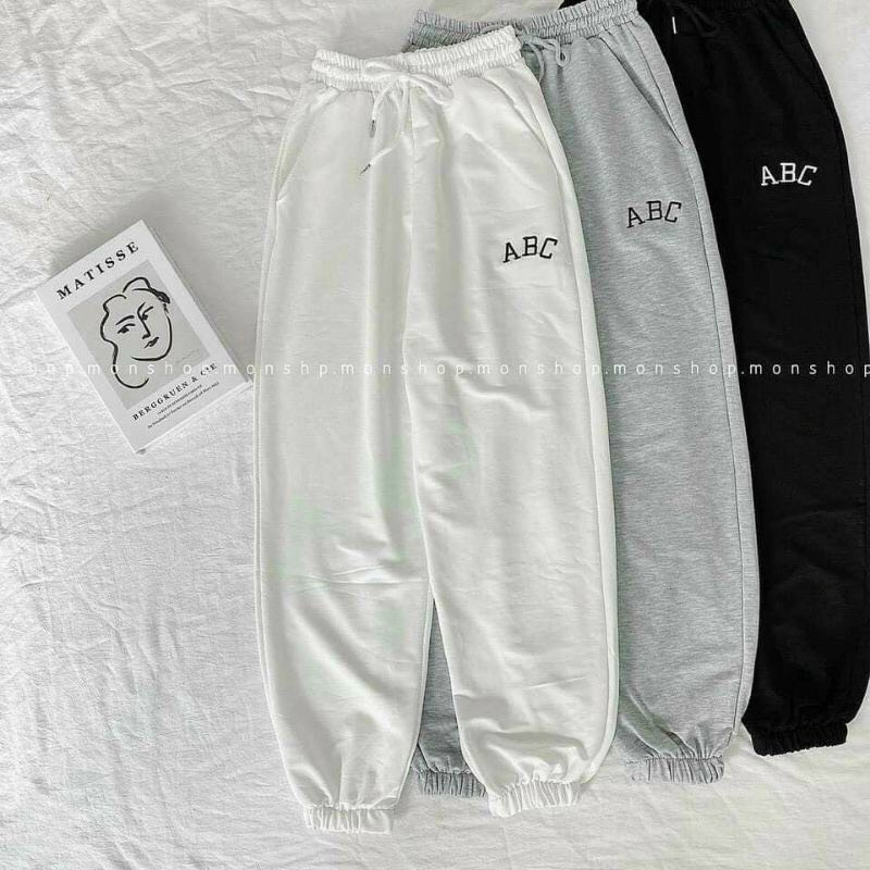 Quần Jogger Nữ Trơn Bo Gấu 3 Màu BOM HOUSE Ullzang Unisex Nam Nữ-mã Jogger len tăm