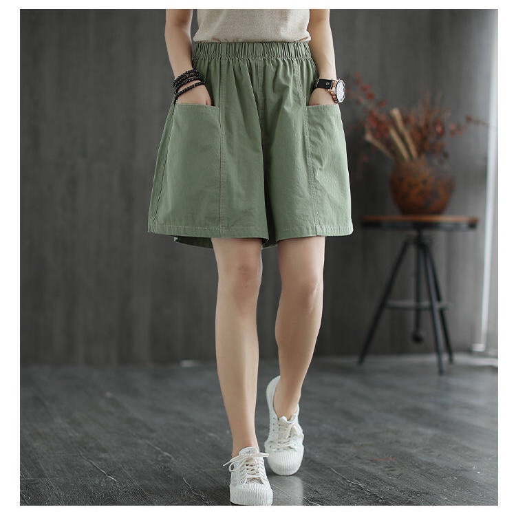 Quần Short cotton Ống Rộng Lưng Cao Thời Trang Mùa Hè Mới Cho Nữ