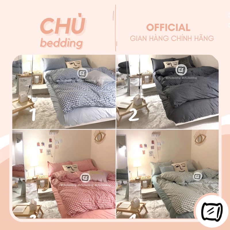 [FREESHIP] Set chăn ga Poly cotton: BẢNG MÀU CARO