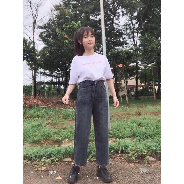 Quần baggy jean xám đen wash 3036, kèm hình thật mẫu mặc | BigBuy360 - bigbuy360.vn