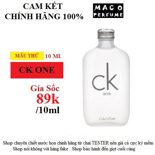 [mẫu thử ]Nước hoa Calvin Klein CK One 10ml chính hãng