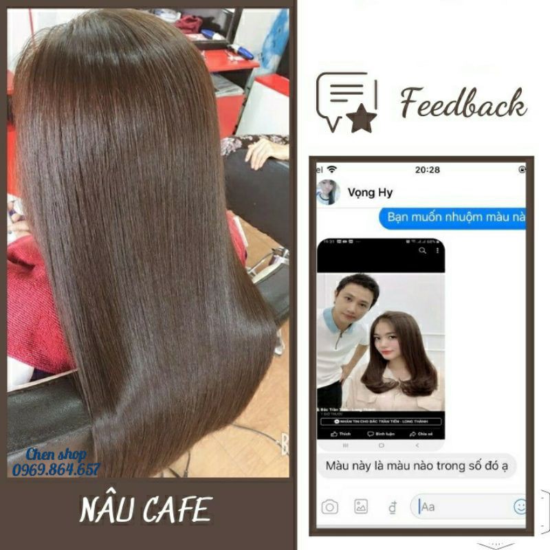 Thuốc nhuộm tóc Cafe trầm siêu tôn da, tặng kèm trợ nhuộm và phục hồi