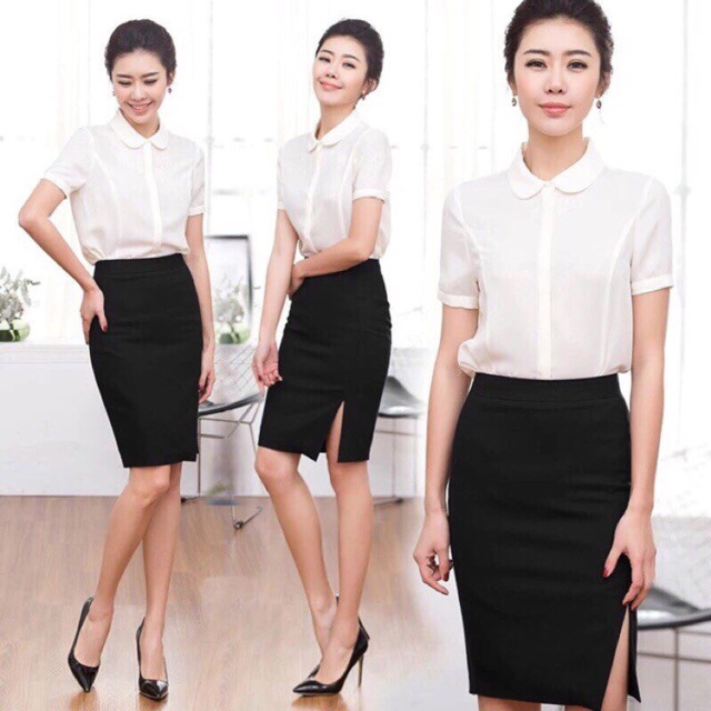 [Mã FASHIONT4WA2 giảm 10K đơn 50K] Chân váy đầu gối XẺ TRƯỚC thời trang