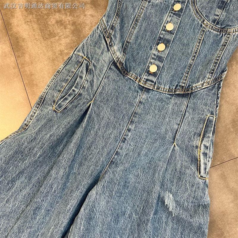 One Áo Liền Quần Denim Hở Vai Dáng Vừa Thời Trang Mùa Xuân Chất Lượng Cao Dễ Phối Đồ 2022