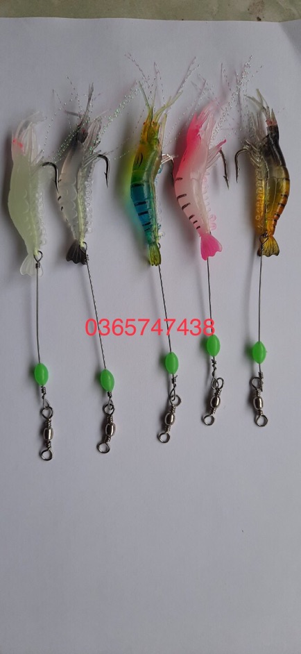 Mồi tôm giả dạ quang câu lure