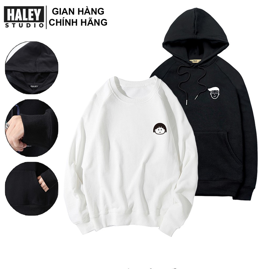 Áo Hoodie có cổ Cặp Đôi Unisex Hình Icon dễ thương phong cách Hàn Quốc cá tính, Chất nỉ mã HD23 - Tặng vòng xinh