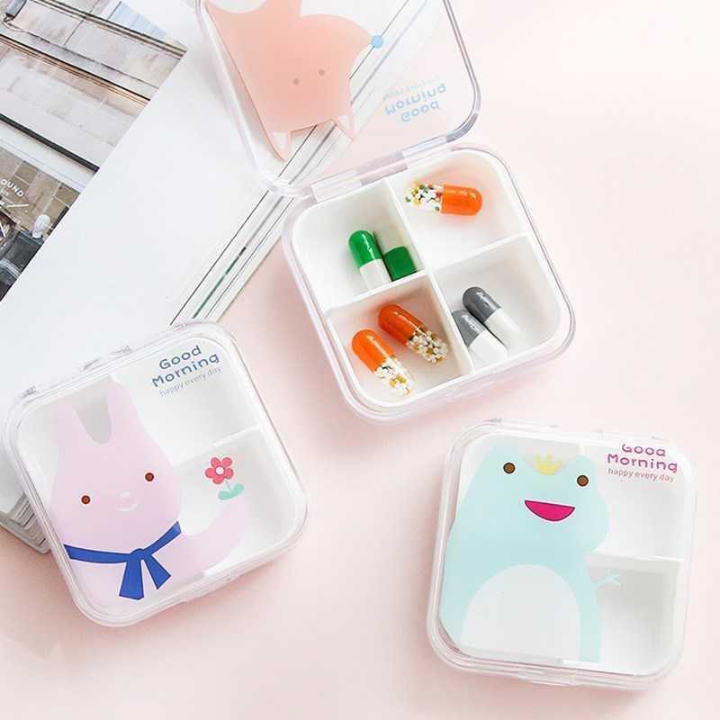Hộp đựng thuốc nhiều ngăn trong suốt họa tiết động vật xinh xắn
