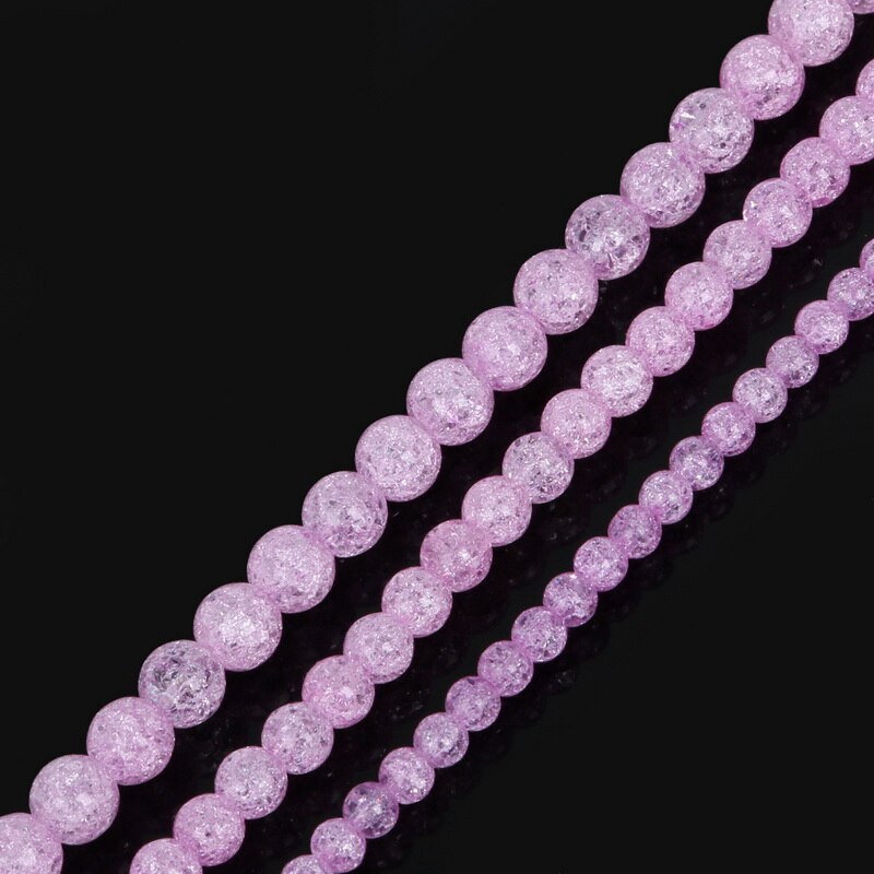 Chuỗi hạt tròn đá thạch anh tự nhiên họa tiết vết nứt trắng 6 8 10mm dùng vòng tay thủ công