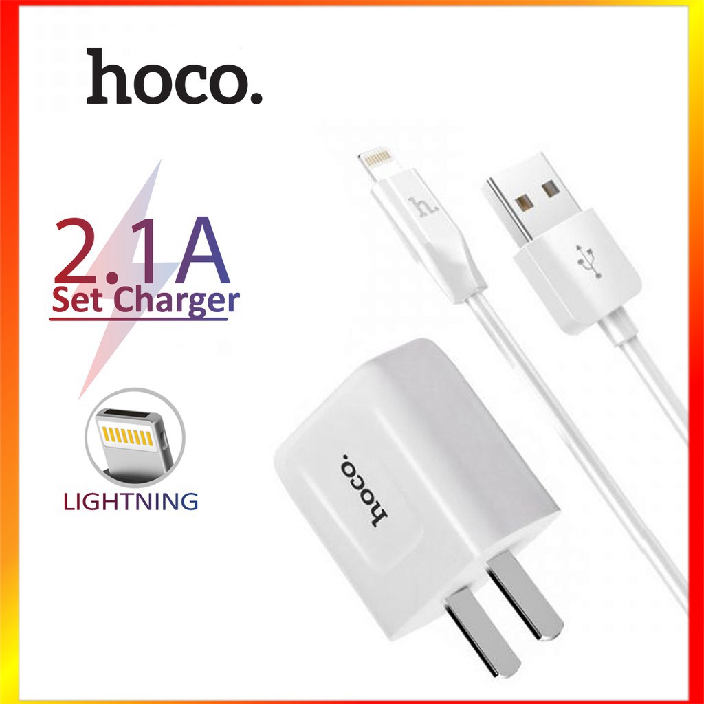 Combo cốc và cáp Hoco C2 cổng lightning sạc nhanh 2.1A dành cho Apple Iphone và Ipad  - SmartShop