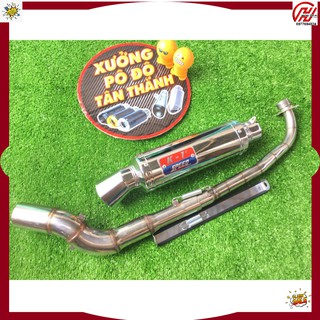 Bộ pô k1 trắng full cổ cong wave 50 - 100, cup, dream, 67, axelo, exciter 50cc,...