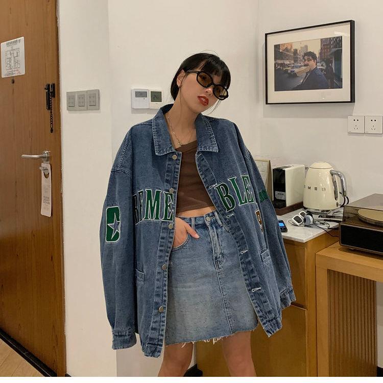 Áo Khoác Denim Dáng Rộng Phong Cách Hàn Quốc Thời Trang Mùa Xuân Mới 2022