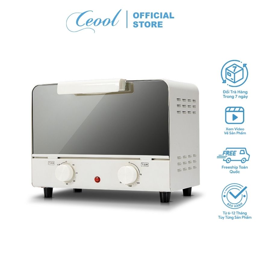 Lò nướng điện mini 10L đa năng, 2 màu trắng hồng, Bảo hành 12 tháng – Ceool Store