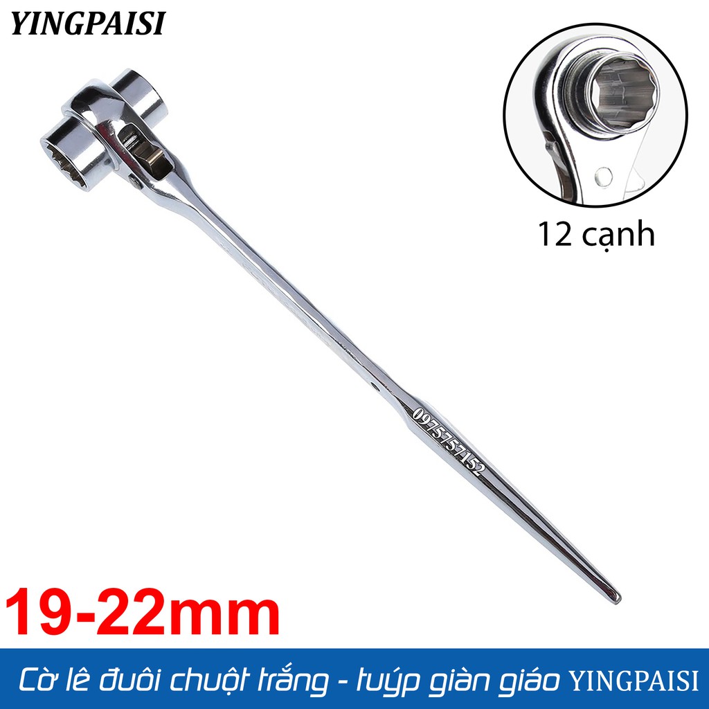 Cờ lê đuôi chuột trắng 19-22 mm, cờ lê giàn giáo tự động YINGPAISI thép CR-V, tuýp giàn giáo đa năng 2 đầu (Màu trắng)