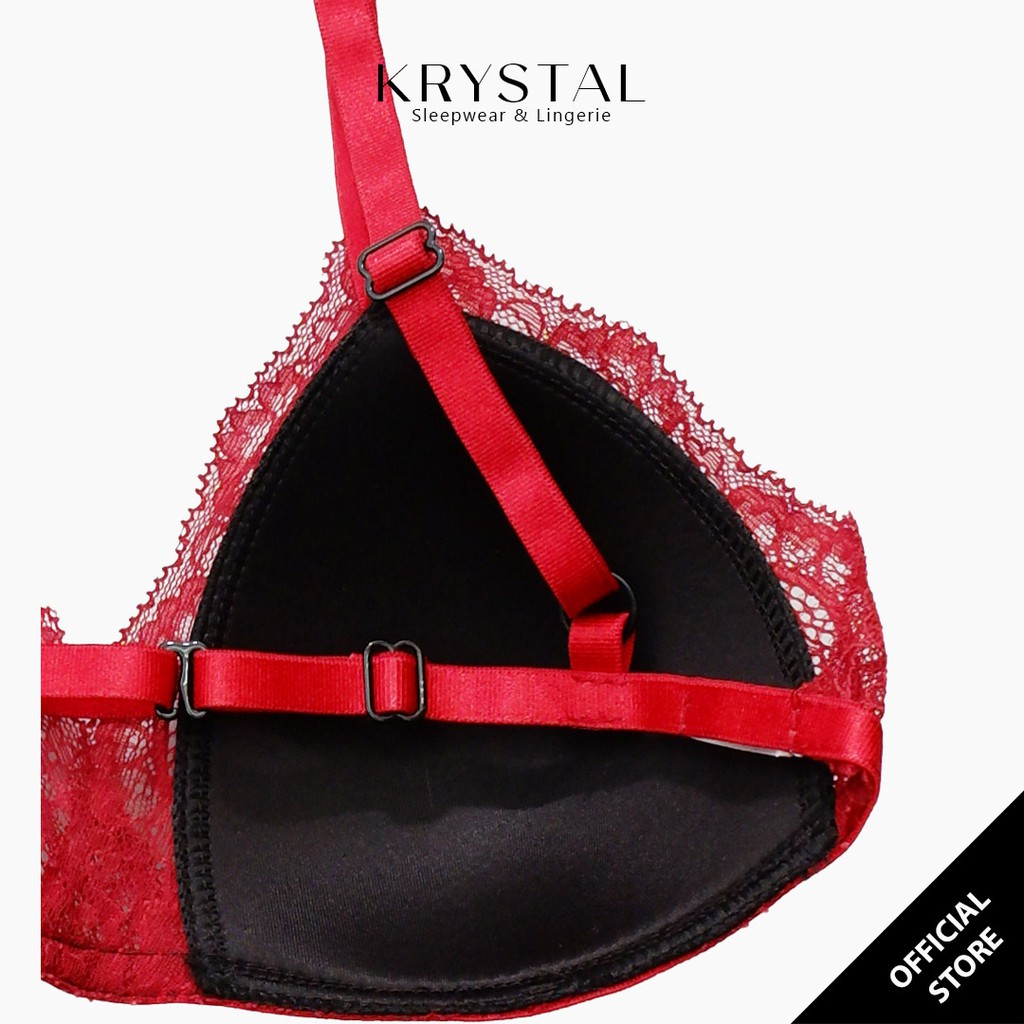 Bộ đồ lót ren không gọng mút mỏng màu đỏ phối ren họa tiết KRYSTAL Bralette KSB21