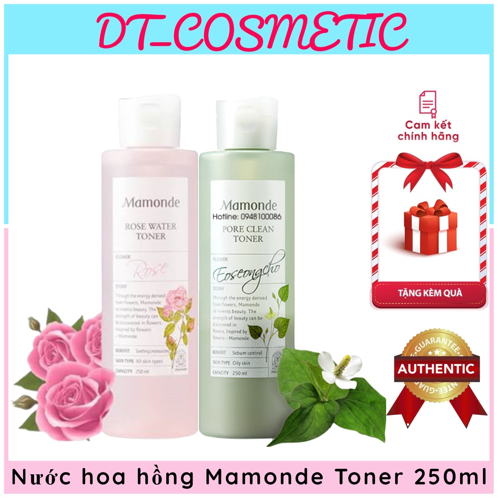 Nước hoa hồng Mamonde Rose Water Hàn Quốc,Toner không cồn cấp ẩm kiềm dầu se khít lỗ chân lông 250ml
