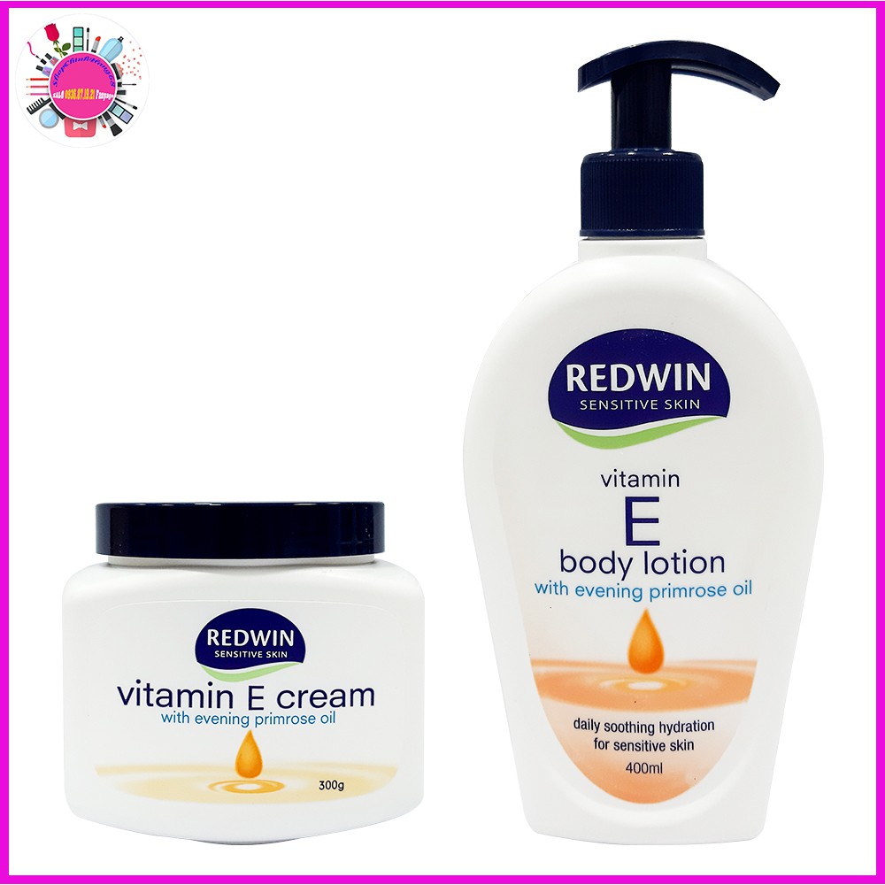 Kem dưỡng redwin vitamin e làm mềm mịn & cấp ẩm cho da mặt và body 300g & 400ml - Úc