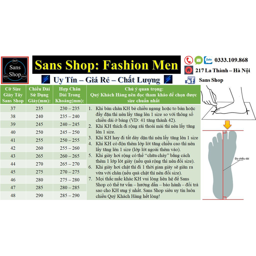 [ rẻ nhât vn ] Giày Tây Giày Công Sở Cao Cấp Sang Trọng Tinh Tế Sans Shop Sans126