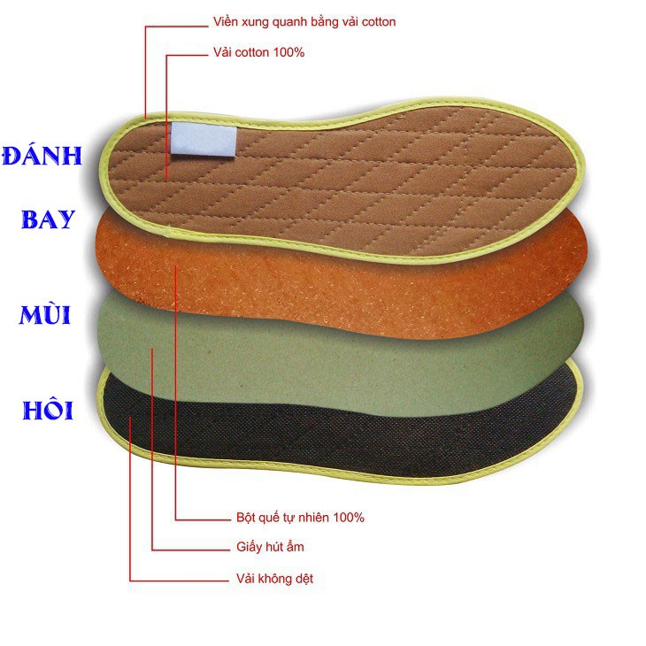 Bộ 2 Miếng Lót Giày Quế Giúp Nhanh Thoát -Khử Mùi Hôi Chân Hiệu Quả -Tấm Lót Giày Da, Giày Tây, thể thao.