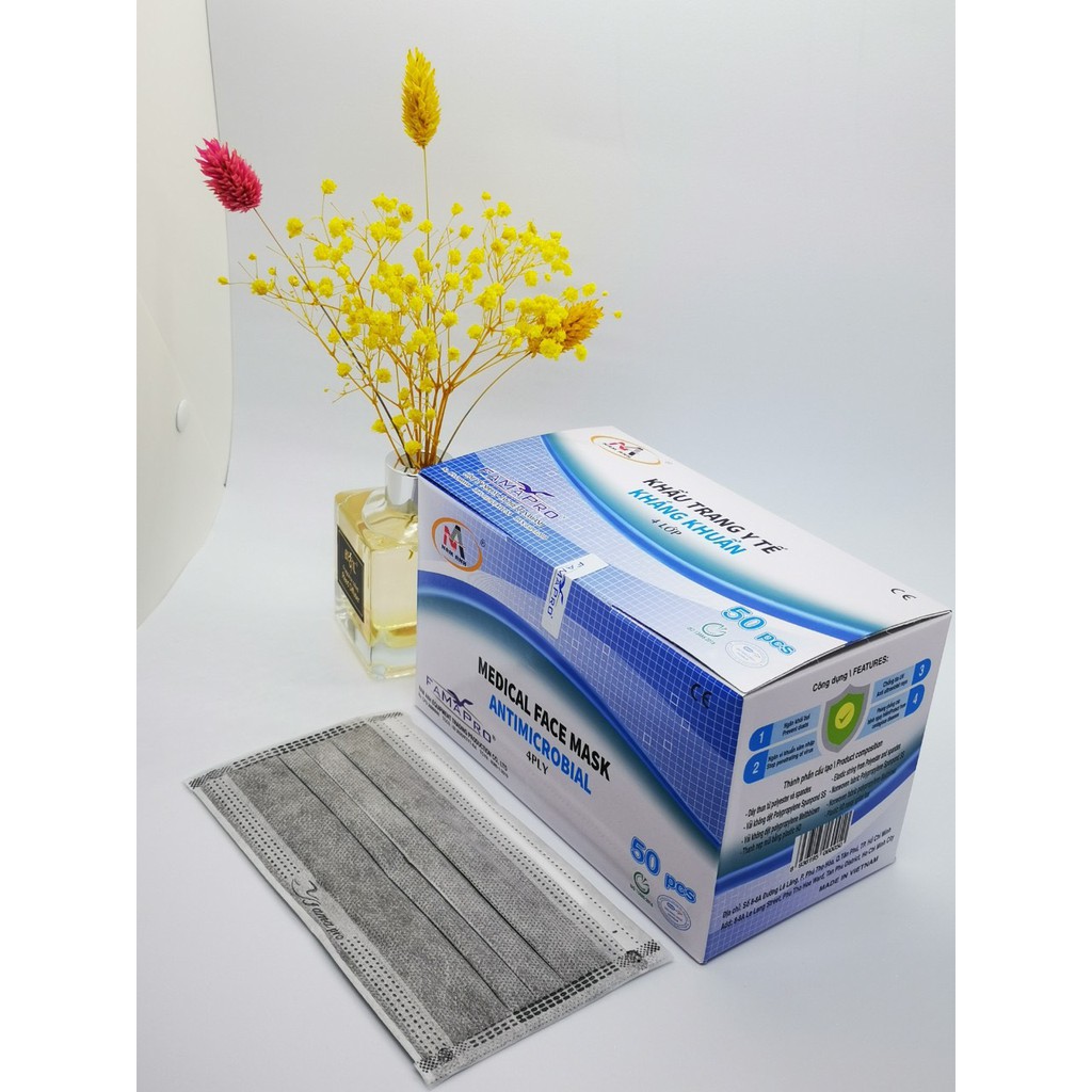 Khẩu trang y tế Famapro 4 lớp giấy kháng khuẩn hàng công ty Nam Anh hộp 50 chiếc