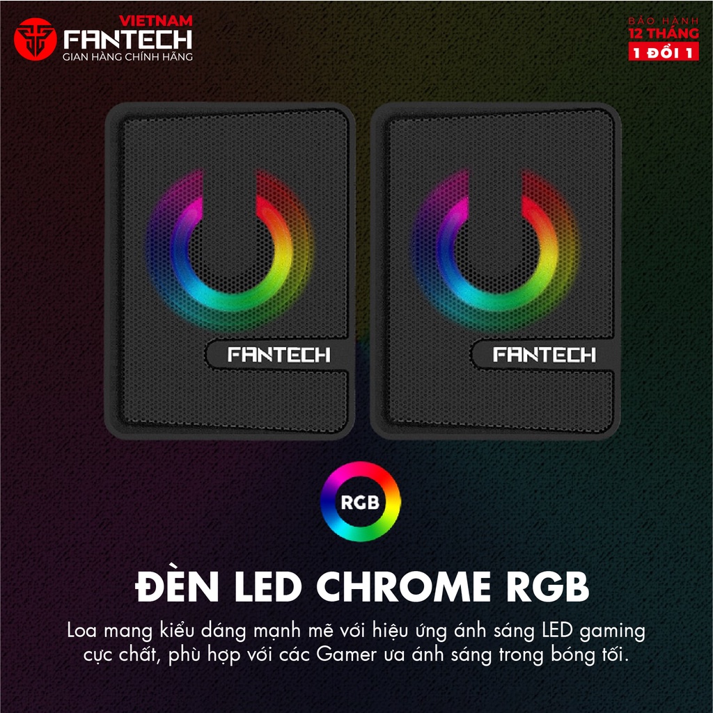 Loa vi tính gaming FANTECH GS203 BEAT Thiết kế siêu gọn nhẹ - Hãng chính hãng - Bảo hành 12 tháng