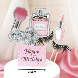 Set que cắm trang điểm + mi_Phụ kiện trang trí bánh sinh nhật
