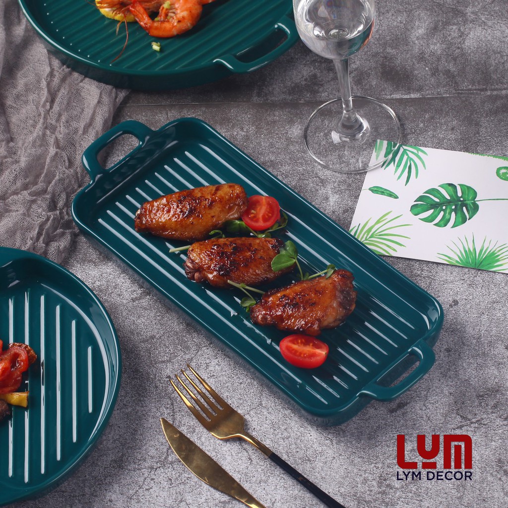 (SALE XẢ) Khay sứ màu xanh cổ vịt, nhiều kiểu dáng đa dạng - Đĩa sứ cao cấp phong cách Bắc Âu