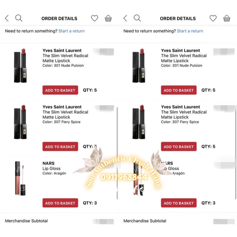 Son YSL Vỏ Đen Slim Velvet Radical 312,313,314,306,308,301,302,305