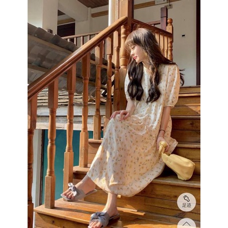 Đầm/váy Babydoll Hoa Nhí Tay Bồng Hoa Hồng, Hoa Cúc - V106