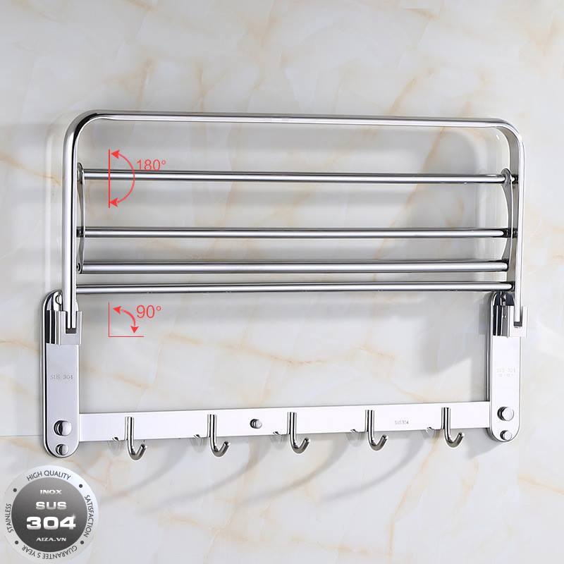 Máng khăn tầng inox có thể xếp được, tiện lợi, thu hẹp không gian nhà tắm