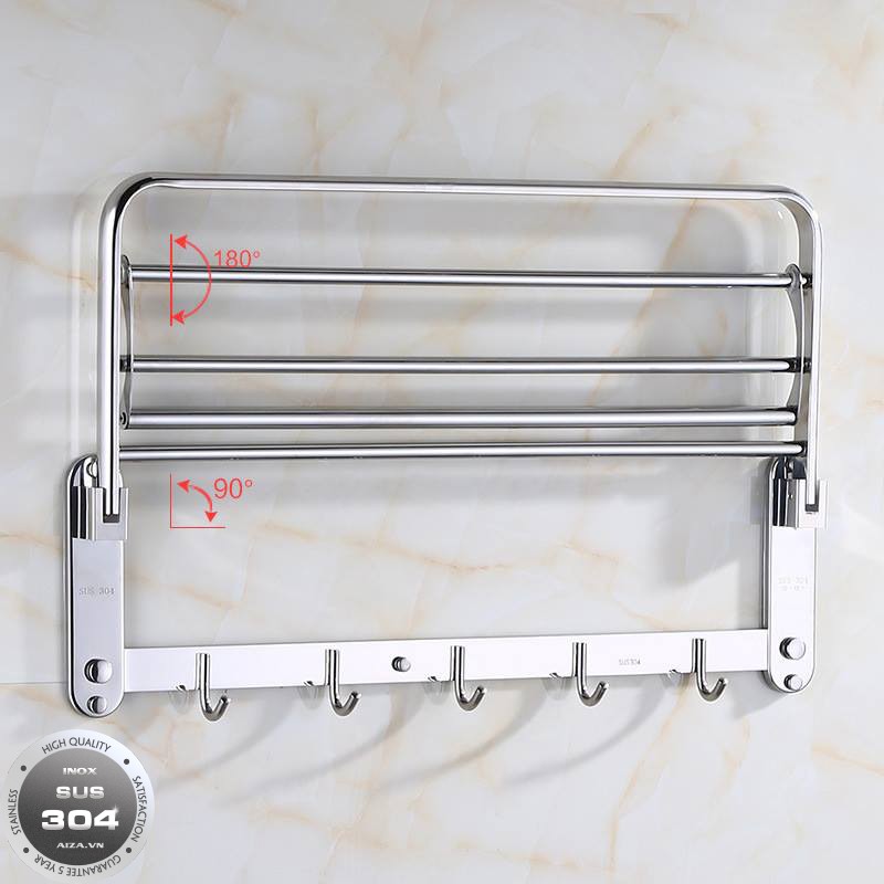 KỆ HAY GIÀN VẮT KHĂN PHÒNG TẮM INOX 304 CAO CẤP chịu lực tốt, dễ dàng gấp gọn. MK02