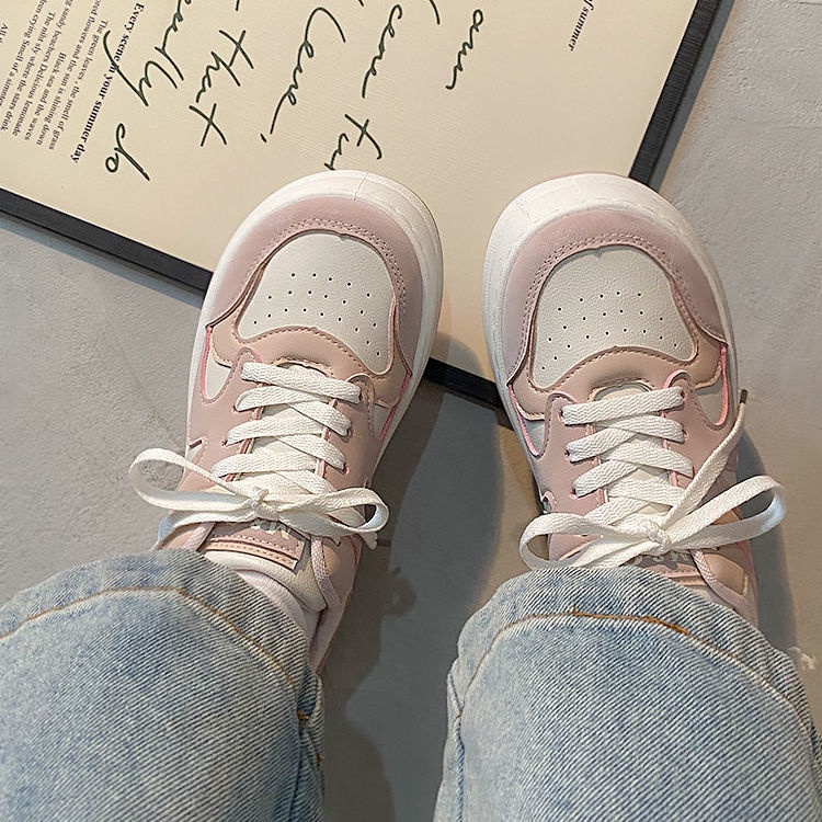 Jiashucheng Pink Niche Giày Bánh Mì Dày Dặn Phong Cách Harajuku Dễ Phối Đồ Hàng Chính Hãng