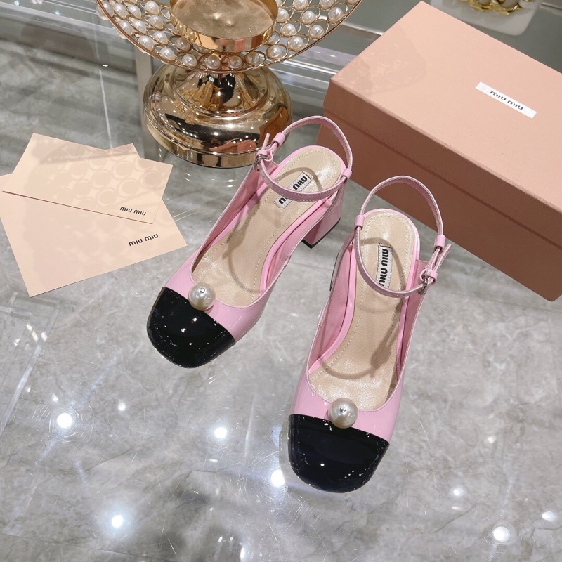 Sandal cao gót 7cm bít mũi mẫu mới siêu xinh thương hiệu MiuMiu cao cấp da thật