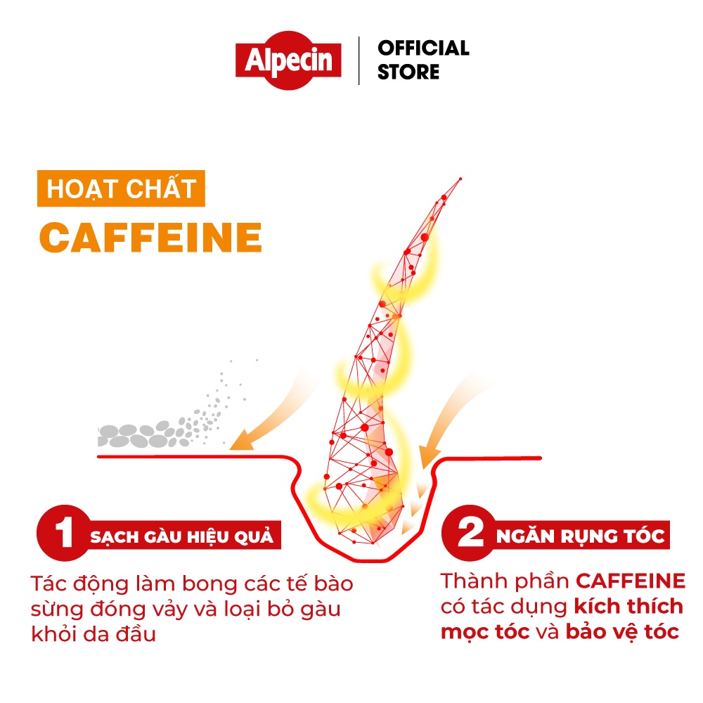 Combo 6 Dầu gội caffeine giảm gàu ngứa Alpecin Double Effect, ngăn rụng tóc