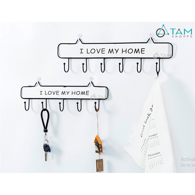 [LOẠI 1] Móc treo đồ gắn tường sắt mỹ thuật I LOVE MY HOME số 06