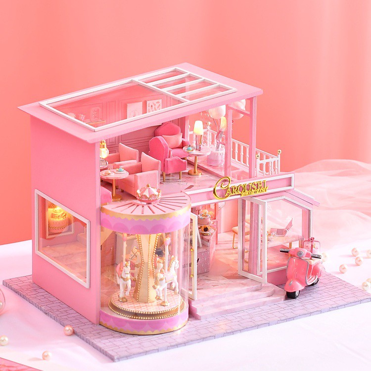 Mô hình nhà DIY Doll House ChildHood Memory Kèm Mica Chống bụi, Bộ dụng cụ, Keo dán và Bộ phát nhạc