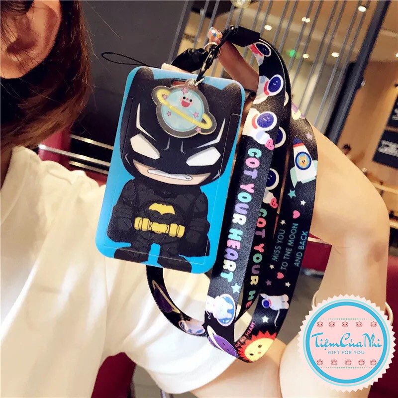 Thẻ đeo bảng tên sinh viên nhân viên bằng nhựa cao cấp bat man,spider man,mickey, donald, bunny, snoopy Tiệm Của Nhi TĐN