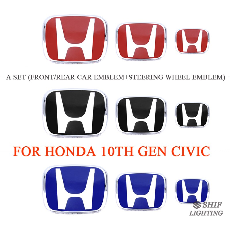 Bộ 3 logo gắn vô lăng ô tô Honda Civic 2016-2018