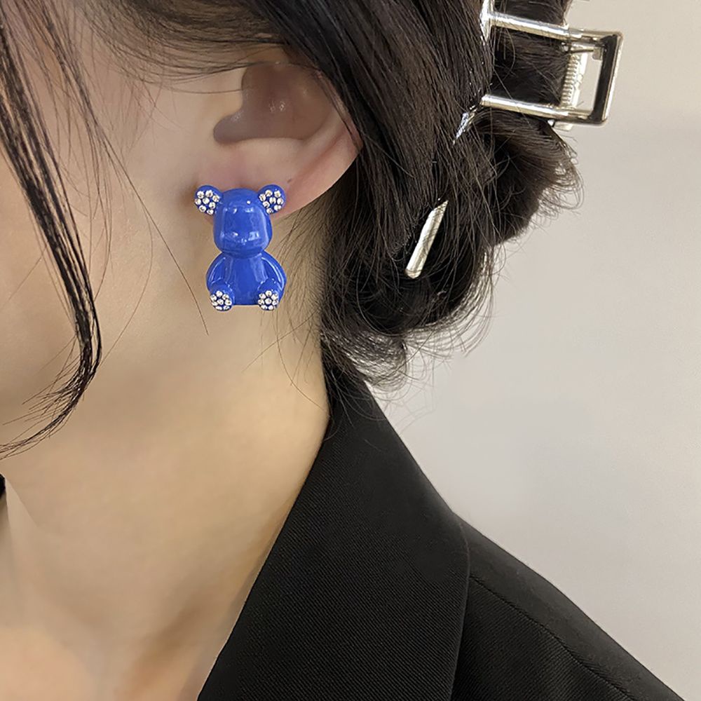 Khuyên tai hình gấu hoạt hình nhiều màu sắc phong cách Hàn Quốc đơn giản thời trang cho nữ