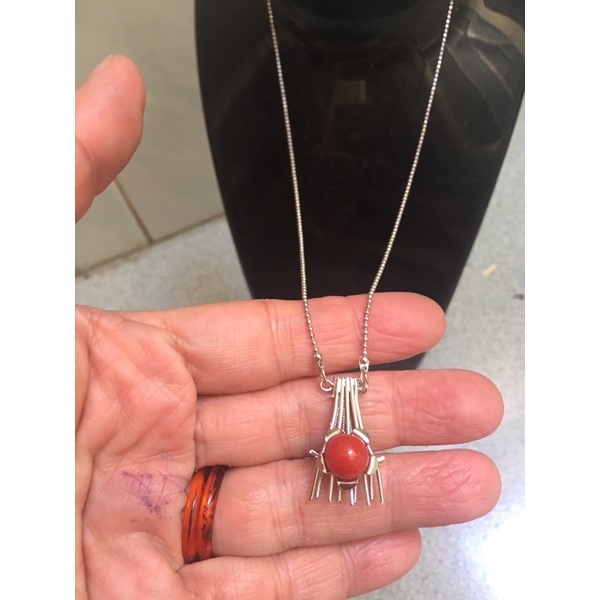 Dây chuyền mặt kiểu phối san hô si tuyển Nhật