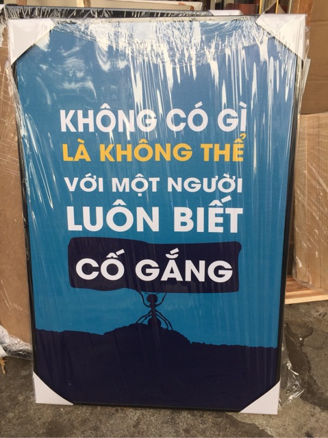 Tranh canvas châm ngôn KHÔNG GÌ LÀ KHÔNG THỂ... kèm khung tranh SR131