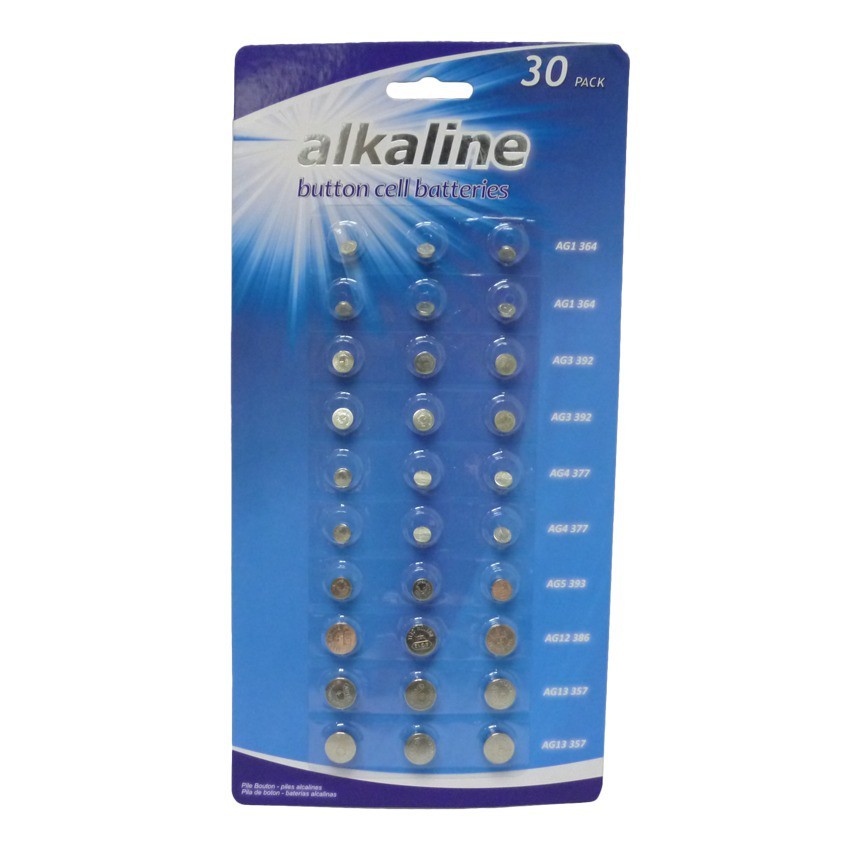 Vỉ 30 pin cúc áo Alkaline AG1, AG3, AG4, AG5, AG12, AG13 Uncle Bills IB0013 chính hãng pin máy tính đồng hồ đeo tay