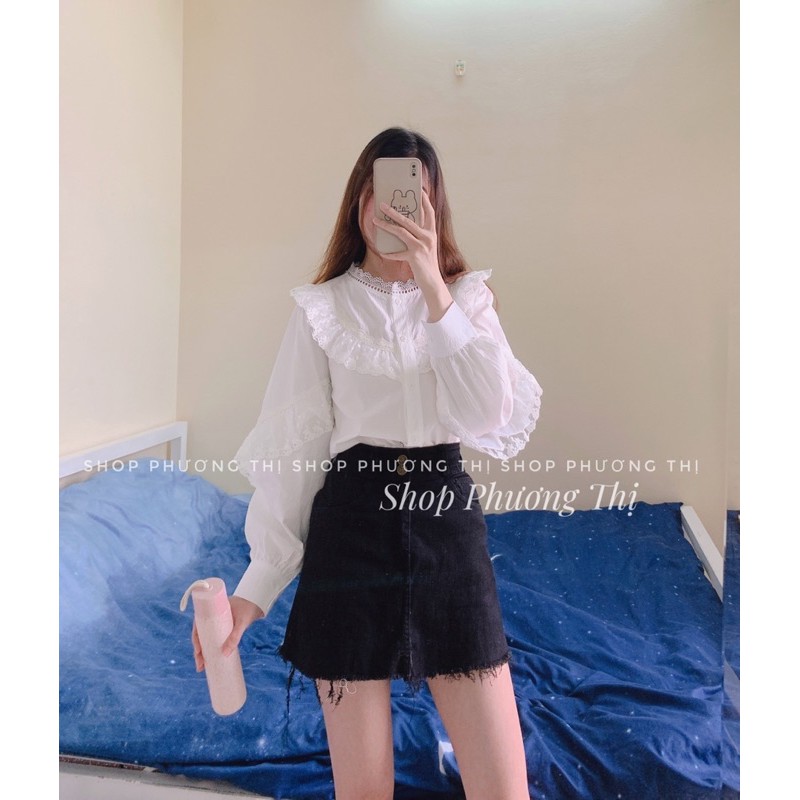 Áo babydoll cánh tiên viền ren tay áo (hình thật/video/sẵn) | BigBuy360 - bigbuy360.vn