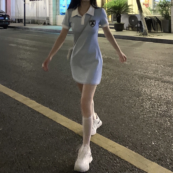 COZOK Đầm polo Ngắn Tay Thêu Họa Tiết Xinh Xắn Dành Cho Nữ