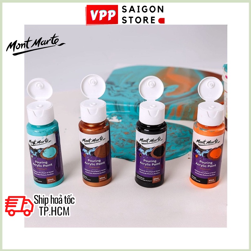 Bộ Màu Đổ Pouring Acrylic Mont Marte - Set Symphony - 4 chai x 60ml - PMPP4201