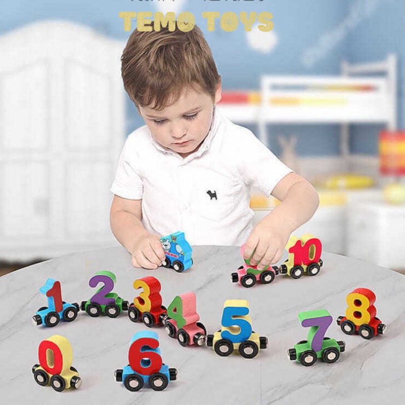 Đồ chơi giáo dục cho bé đoàn tàu chữ cái/số đếm nam châm từ tính phát triển tư duy Temo Toys