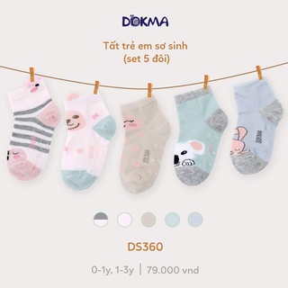 DS360 - DS362 - DS364 Tất sơ sinh cotton bé trai/ bé gái Dokma (0-3Y) - set 5 đôi/ 3 đôi