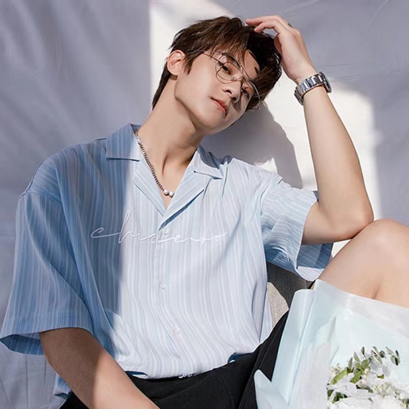 Áo sơ mi ngắn tay dáng rộng hoa văn kẻ sọc phong cách hàn quốc thời trang dành cho nam  thời trang nam áo dài tay unisex from rộng fashion  áo sơ mi nam dài tay retro tình nhân