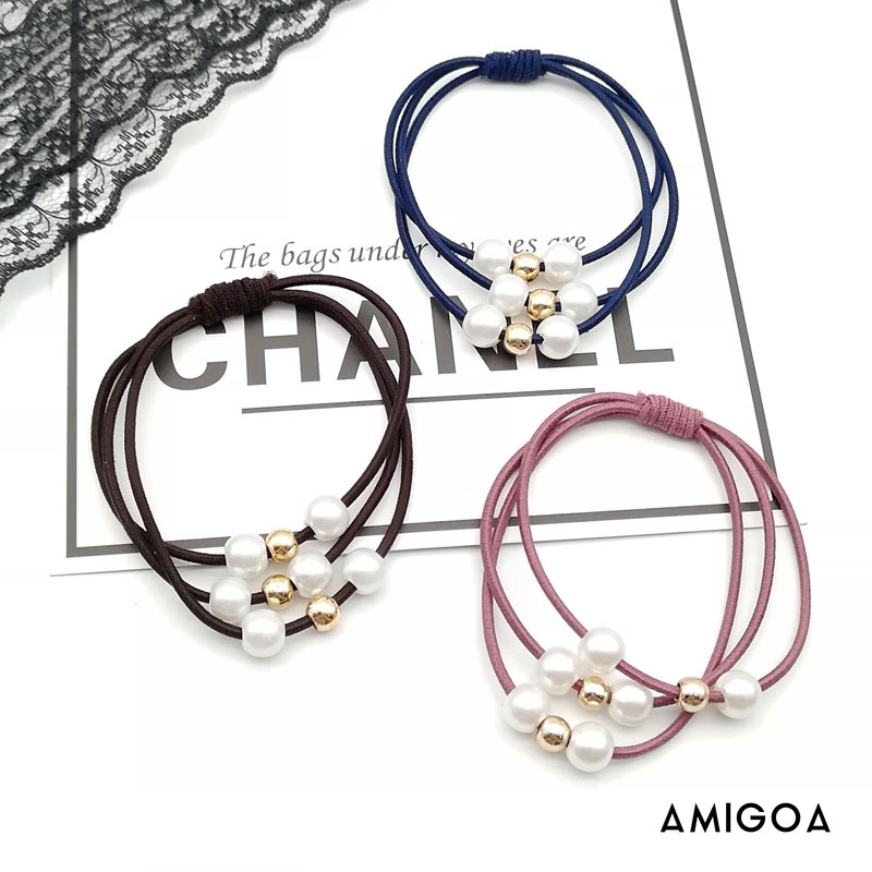 ✨✨Dây Buộc Tóc Co Giãn Họa Tiết Thắt Nút Đính Ngọc Trai Xinh Xắn